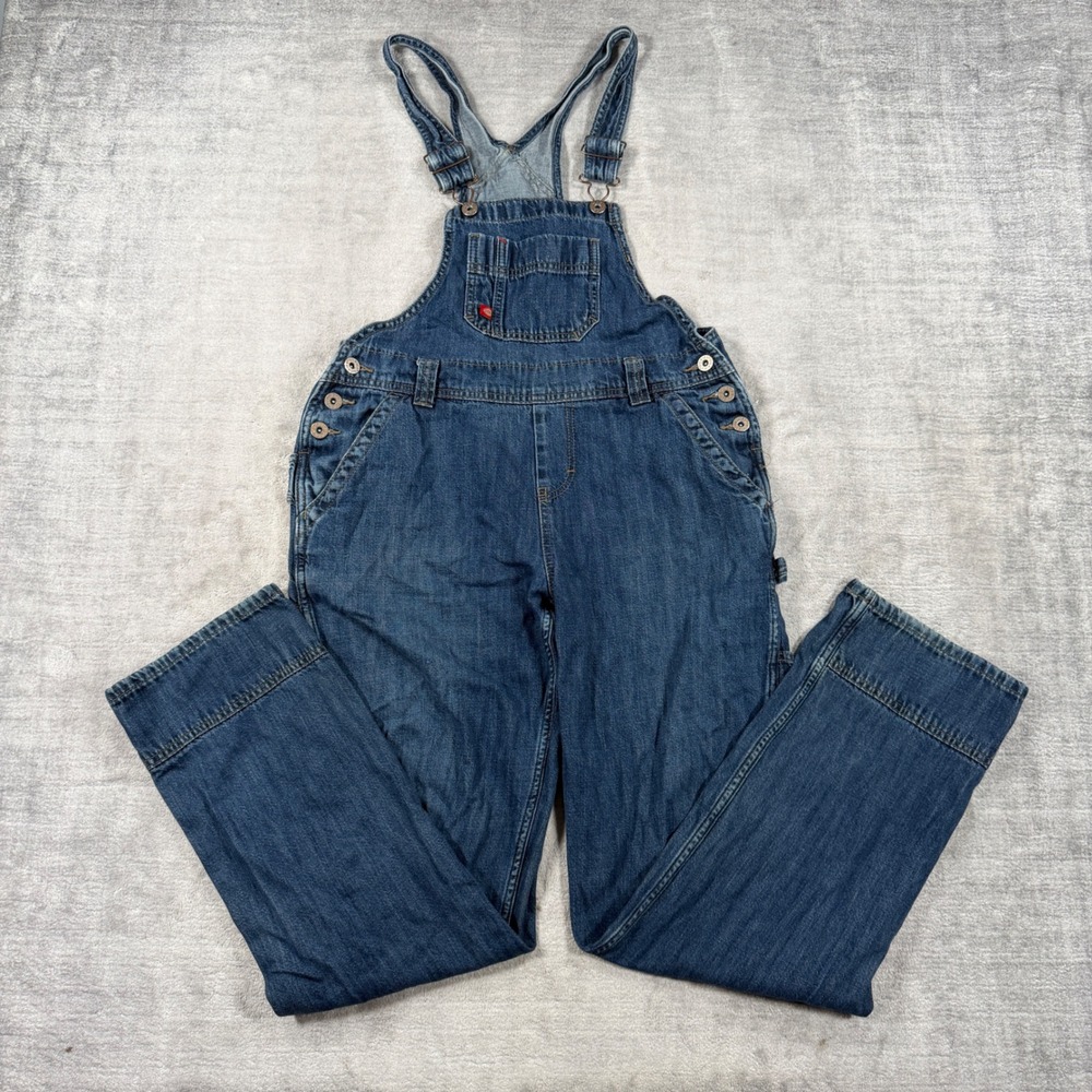Dickies Overalls Womens XS Blue Medium Wash Carpenter Bib Dungarees Workwear